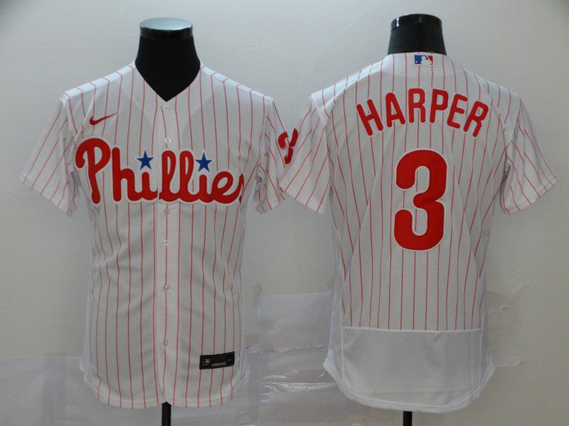 Men Philadelphia Phillies #3 Harper White stripes Nike Elite MLB Jerseys->san diego padres->MLB Jersey